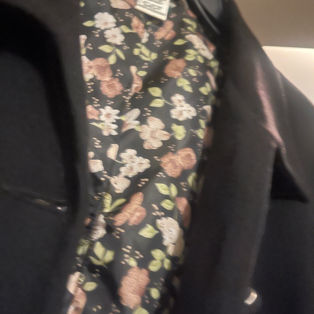 CAbi Black Velvet Trench Coat with Leopard Lining - Picture 2 of 4